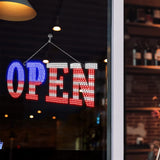 USA Flag 40"x14" Extra Large LED Open Signs for Business, Unique Design Super Bright Open Sign Hanging Installation, High Visibility Open Sign