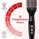 Ufree Ionic Thermal Brush, 1.5 Inch Heated Round Brush for Blowout, 30s Fast Heating Curling Brushes with 9 Temp Settings, Dual Voltage Travel Hair Styling Tool, Not Blow Dryer