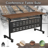 Folding Mobile Conference Room Table 8 Pack, Modern Flip Top Training Desk with Four Locking Wheels, for Meeting Room Office Classroom 47.2”x21.65”x29.5”