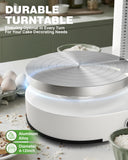 WantJoin Cake Decorating Machine - 4-12 Inch Automatic Cream Spreading for Cake Frosting Machine 60-320 RPM with Graduated Scrapers Electric Turntable, White