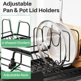 SNTD Large Dish Drying Rack - Expandable (19.3" to 29.4") Dish Rack for Kitchen Counter, Stainless Steel Dish Drainer with Utensil Holder, Pan Holder & Pot Lid Holder (Black)