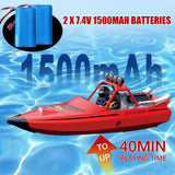 SVERTIBO RC Boat W/ 2.4GHz Remote Control, 2 Rechargeable Batteries & LED Lights for Pool Lakes Water, High Speed RC Sport Jet Boat RTR for Adults Gifts Toys (Green)