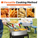18QT Propane Deep Fryer | Outdoor Fish Fryer with 2 Baskets,Tong, Cover,Lid & Thermometer | Aluminum Deep Fryer with 55,000 BTU Propane Burner - Ideal for Fish, Chicken Wings & Outdoor Gatherings