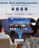 Google TV Projector 4K Support - CiBest Smart Projector with WiFi 6 and Bluetooth, Outdoor Movie Proyector Full-Sealed Optical Engine 3000 ANSI Home Ceiling Projector with Autofocus, Streaming Apps