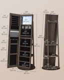 SONGMICS LED Jewelry Cabinet Standing, Lockable Armoire With Full-Length Mirror and Adjustable Lights, Space-Saving Organizer, Gift Idea, Ash Brown UJJC008K02