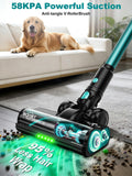 OUYFHK Cordless Vacuum Cleaner, 58Kpa 10 in 1 Vacuum Cleaners for Home, 55Mins Stick Vacuum with Self-Standing & LED Display, Anti-Tangle & Wall Mount Charging (Cyan)