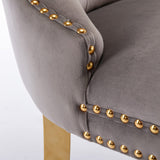 MOOLSUN Velvet Dining Chairs Set of 8, High Back Side Chairs, Modern Padded High-End Tufted Upholstered Chairs with Button-Tufted Back & Rear Pull Tabs, Gold Plated Leg E-Gray(Gold Plated Leg)