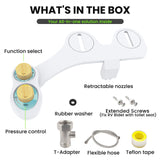 Terapaton RV Bidet for Camper Toilet, Non-Electric Toilet Sprayer Attachment with Dual Nozzles, Adjustable Pressure, Front/Rear/Self Cleaning, Upgrade for Trailer, Motorhome, RV Bathroom (Bamboo Knob)