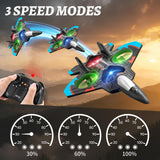 RC Plane for Kids Adults, Foam Remote Control Airplanes Fighter Jet Drone with 2 Batteries, 360° Flip, LED Light, Stunt Roll, Altitude Hold, Easy to Fly for Beginners, Toy Gift for Boys Girls 8-16+