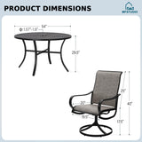 MFSTUDIO 7 Pcs Patio Table and Chairs Set, 54'' Round Metal Table