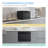 COMFEE’ Countertop Dishwasher, Energy Star Portable Dishwasher, 6 Place Settings & 8 Washing Programs, Speed, Baby-Care, ECO& Glass, Dish Washer for Dorm, RV& Apartment, Black