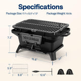 VIVOHOME Rectangle Cast Iron Charcoal Grill with Double-Sided Grate, Portable Outdoor BBQ Grill, Compact Tabletop Grill Stove (Note: The charcoal grid is made of stainless steel, not cast iron)