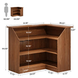 Tribesigns Bar Cabinet, L-Shaped Home Bar Table with Stemware Racks, 4-Tier Corner Bar Unit Liquor Wine Bar Table Reception Desk for Home Pub, Red Brown