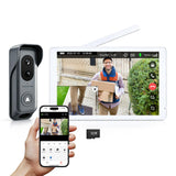 Wireless Dual‑Lens Video Doorbell with 8" Touchscreen Monitor,WiFi Dual‑Cam Door Phone Intercom System,Head‑to‑Toe View,Motion Detection,2‑Way Audio,Night Vision,Local Storage No Monthly Fee,Tuya APP