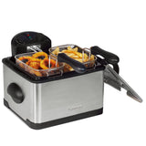 Kenmore Electric Deep Fryer - Grease & Odor Filtration, Simple Temperature Control, Eléctrica Freidoras For Home Use, 3 Baskets For Frying French Fries, Chicken Wing, 4 Liter Capacity Stainless Steel