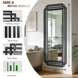 DAOYIJIAJU Full Length Mirror with Geometric Metal Frame, 67"x26" Art Deco Wall Mirror, Large Rectangle Accent Mirrors for Entryway Hallway Living Room Cloakroom, Horizontal or Vertical Hanging