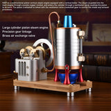 MechPuConToy Steam Engine Model, K007 Full Metal Vertical Dual-Cylinder Oneway Piston Steam Engine Model Kit with Boiler, Physical Science Engine Model Kit for Adults and Teens
