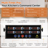 Commercial Kitchen Timers for Cooking, 8 Channel Timer for Commercial Kitchens, Heavy-Duty Loud Alarm Timer for Restaurants, Stainless Steel, LED Technology
