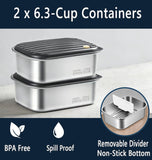 Rhudaky 27000mAh Cordless Electric Heated Lunch Box, 100W Rechargeable Portable Food Warmer for Adults Work Travel Car - Battery-Powered & Self-Heating, 2 x 6.3 cups