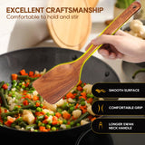 Wooden Spoons for Cooking, 6PCS Teak Wood Cookware Utensil Set with Hooks - Smooth Finish, Non-Stick, Comfortable Grip, Heat Resistant Kitchen Utensils