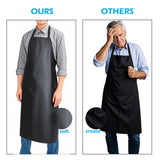 juningxin 4-piece waterproof rubber vinyl apron 40 inch for dishwasher lab butcher cooking kitchen black men/women chef apron heavy duty chemical work extra long grill with adjustable bib