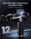 RENPHO Power+ Thermacool Massage Gun with Heat and Cold, 12mm Amplitude Deep Tissue Percussion Massager for Professional Athletes, App Controlled Guided Courses, 6 Speeds, 6 Attachments, Carry Case