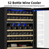Antarctic Star 24 Inch Wine Fridge, 52 Bottle Wine Cooler Refrigerator. 39-64°F Dual Zone Wine Refrigerator Glass Door