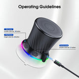 Rotary Bluetooth Shower Speaker with RGB Lights, IPX5 Waterproof Portable Speaker with Suction Cup, Deep Bass Mini Bluetooth 5.3 Speaker with Built-in Mic, 8H Playtime for Bathroom, Pool & Travel