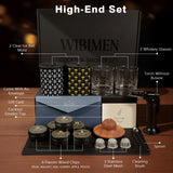Whiskey Smoker Kit with 2 Clear Ice Maker - Old Fashioned Cocktail, Bourbon Smoker Kit with Torch, 2 Glasses, 6 Flavor Wood Chip (No Butane)