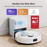 roborock Q10 S5+ Robot Vacuum and Mop, 10,000Pa Suction, Upgraded from Q8 max+, 70 Days Self-Emptying, Obstacle Avoidance, Sonic Mopping, Dual Anti-Tangle Design, Auto Mop Lifting, Ideal for Pet Hair