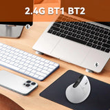 Wireless Ergonomic Vertical Mouse with OLED Screen Display for Right Hand (White) Eelexa