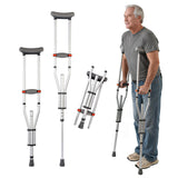 Muyege.Duan Aluminum Underarm Crutches for Adults & Seniors, Adjustable Height 38.2-61.8 in (16 Levels), Lightweight 2.0 lb Each, 300 lb per Pair, Non-Slip Tips, Tool-Free Setup, Push-Pin Locking