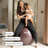 BABYGO Birthing Ball - Pregnancy Yoga Labor & Exercise Ball & Book Set Trimester Targeting, Maternity Physio, Birth & Recovery Plan Included Anti Burst Eco Friendly (Mocha, 65cm)