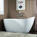 WOODBRIDGE 67" Acrylic Freestanding Bathtub Contemporary Soaking White Tub with Chrome Overflow and Drain