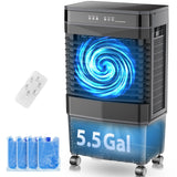 Auertech 5.5 Gal Swamp Cooler, 1800 CFM Evaporative Air Cooler with 3 Speeds, 12H Timer, 120°Oscillation, Windowless Room Cooling Fan with 4 Ice Packs, Portable Air Cooler for Indoor, Garage, Bedroom