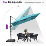 PURPLE LEAF Patio Outdoor Umbrella 9' x 9' Square All-Weather Turquoise