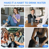 Alkaenum Hydrogen Water Bottle with Three Modes Produces 5000 PPB of Hydrogen Water in 8 Minutes,Made of Aluminium and Glass,with Colorful Light,Rechargeable for Travelling,Office,Home