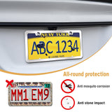 Aootf License Plate Frames Covers - Stainless Steel Car Tag Holder and Clear Flat Shield, Unbreakable Front Rear Protector with Chrome Screws Caps, 2 Sets