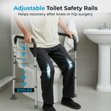 Toilet Safety Rails with Handles – Adjustable Toilet Safety Frame for Seniors, Handicap & Disabled, Toilet Assistance for Elderly, Heavy-Duty Anti-Slip Support - Fits All Toilets (Black)