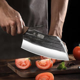 HOSHANHO 6 Inch Cleaver Knife, Hand Forged Vegetable Meat Cleaver, Full Tang Chopper Butcher Knife for Meat Cutting for Kitchen, Outdoor Cooking, Camping