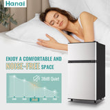 WANAI 3.5 Cu.Ft Mini Fridge with Freezer, Freestanding Refrigerator for Office, Dorm, Apartment, 7-Level Adjustable Thermostat, 2 Removable Shelves and Bakset, Small Fridge in Silver