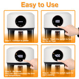 4.7QT Glass Air Fryer, 360° Viewable Glass Air Fryer Non Toxic, 6-IN-1 Preset Cook Modes, Digital Display, and More, White