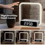 AGEK Digital Alarm Clock Wireless Charger, Dimmable Small Bedside Lamp with Alarm Clock for Bedrooms Home Office Touch Control RGB Night Light Nightstand Lamp for Men Teen