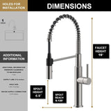 Kitchen Faucet with Pull Down Sprayer - Commercial High Arc Stainless Steel Kitchen Sink Faucet, Single Handle Kitchen Faucets for RV Bar Laundry Farmhouse Camper Outdoor Brushed Silver