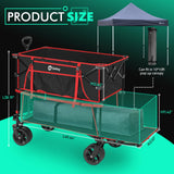 Sekey 500LBS Heavy Duty Double Decker Wagon with Extender, 400L Large Capacity Collapsible Garden Cart Fits 10x10 Canopy, All-Terrain Big Wheels
