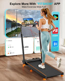 Rayspace Walking Pad with 12% Incline/Adjustable Height, Upgraded 3.5HP Walking Pad with Handle Bar, 4 in 1 Foldable Under Desk Treadmill, Electric Portable Treadmills for Home 350LBS, LED Display