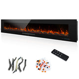 84 inches Electric Fireplace, Recessed & Wall Mounted Fireplace Heater 13 * 13 Colors Flame &Fuel Bed w/5 Dimmer, Touchscreen &Remote Control Temp, Overheating Protect, Hardwired, 1500W, Black