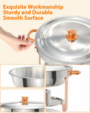 5QT Round Chafing Dish Buffet Set – Rose Gold Stainless Steel Catering Warmer with Dome Lid, Frame & Utensils – Stackable Food Server for Weddings, Parties, Dinners (Fuel or Ice Compatible), 2 Pcs.