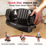 FEIERDUN DB1 QuickDial Adjustable Dumbbell Set, 15-in-1 5-52.5 Lbs Each with Storage Box & App, 1-Second Quick Change for Drop Set, Superset & HIIT Home Gym, Non-Slip Handles, 3-year Aftersale Service