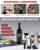 PENTASPI Electric Wine Opener Set, 4 in 1 Electric Wine Bottle Opener, Rechargeable Corkscrew Opener with Aerator, Foil Cutter, Vacuum Stopper, Ideal Present for Wine Lovers, Party, Wedding